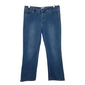 Vintage Frankie B Jean Capri Blue Women Size L Embroidered Pockets Rihnestones